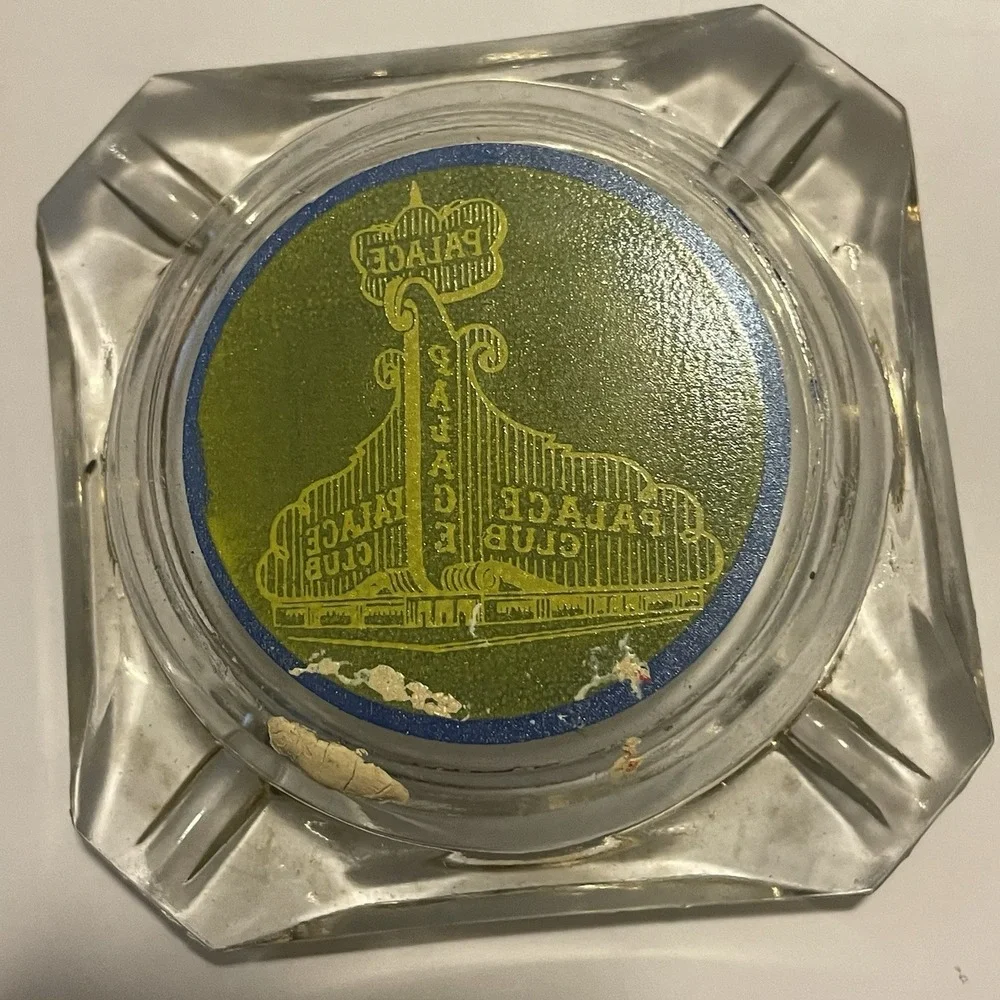 Vintage Palace Club Ashtray Reno Nevada Gambling Tobacciana Blue Yellow